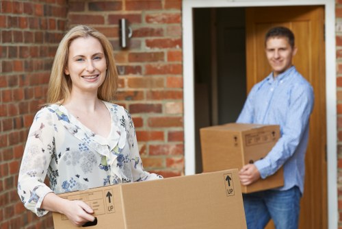 Boxes and furniture prepared for flat removals in Stratford