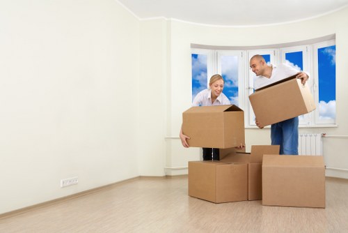 Removal van parked for a Stratford house relocation
