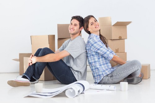 Packed moving boxes ready for removals in Stratford