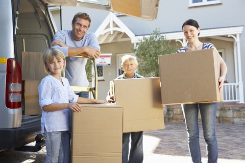 Boxes and inventory arranged in storage for business use